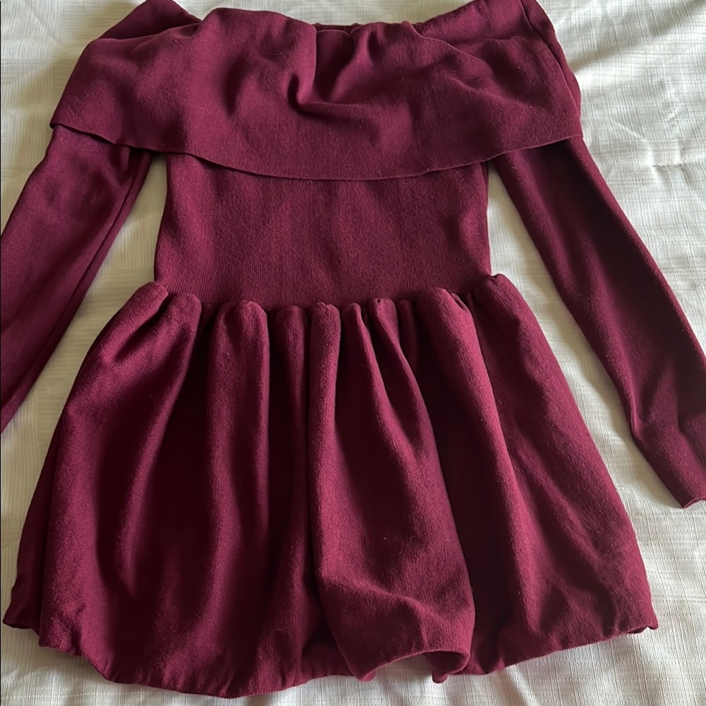 Elegant Off-Shoulder Burgundy Dress